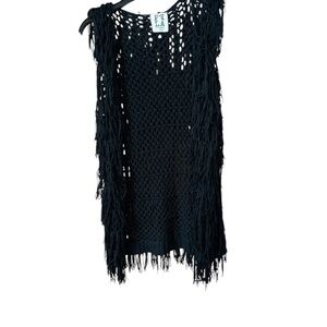 Boho PPLA Black Fringe Vest | Small